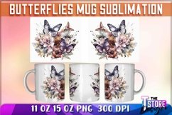 Butterflies Mug Sublimation | 11oz 15oz Mug Sublimation |PNG Product Image 1