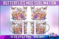 Butterflies Mug Sublimation | 11oz 15oz Mug Sublimation |PNG Product Image 1