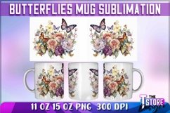 Butterflies Mug Sublimation | 11oz 15oz Mug Sublimation |PNG Product Image 1
