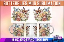 Butterflies Mug Sublimation | 11oz 15oz Mug Sublimation |PNG Product Image 1