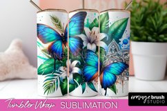 Butterflies and Flowers Tumbler Wrap Sublimation Bundle