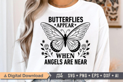 Butterflies Appear When Angels Are Near SVG, Book Lover SVG Product Image 1