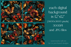 Butterfly Seamless Pattern, Black Red Orange Butterfly, s6 Product Image 2