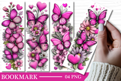 Butterflies Bookmark Design, Flowers Png Product Image 1