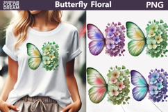 Pastel Butterfly Sublimation | Butterfly Floral Clipart Product Image 1