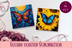 Cute Butterflies Coaster Sublimation | Square Coaster Product Image 1