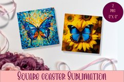 Cute Butterflies Coaster Sublimation | Square Coaster Product Image 1