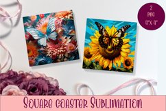 Cute Butterflies Coaster Sublimation | Square Coaster Product Image 1