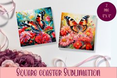 Cute Butterflies Coaster Sublimation | Square Coaster Product Image 1