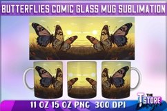 Butterflies Comic Mug Sublimation | 11 oz 15 oz Mug | PNG Product Image 1