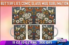 Butterflies Comic Mug Sublimation | 11 oz 15 oz Mug | PNG Product Image 1