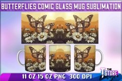 Butterflies Comic Mug Sublimation | 11 oz 15 oz Mug | PNG Product Image 1