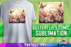 Butterflies Comic Sublimation | T-Shirt Design| PNG File Product Image 1