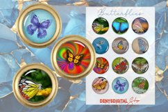 Butterflies Digital Collage Sheet, Butterflies Circles Product Image 1