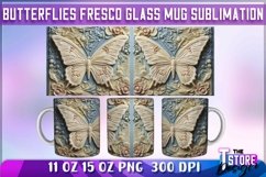 Butterflies Fresco Mug Sublimation | 11 oz 15 oz Mug | PNG Product Image 1