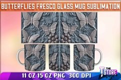 Butterflies Fresco Mug Sublimation | 11 oz 15 oz Mug | PNG Product Image 1