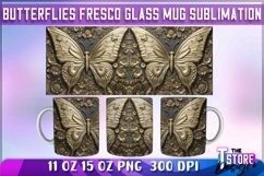 Butterflies Fresco Mug Sublimation | 11 oz 15 oz Mug | PNG Product Image 1