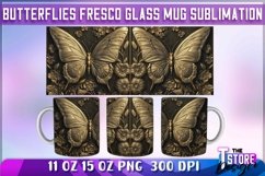Butterflies Fresco Mug Sublimation | 11 oz 15 oz Mug | PNG Product Image 1