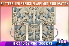 Butterflies Fresco Mug Sublimation | 11 oz 15 oz Mug | PNG Product Image 1