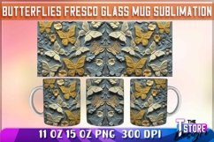 Butterflies Fresco Mug Sublimation | 11 oz 15 oz Mug | PNG Product Image 1