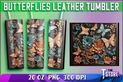 Butterflies Leather Tumblers Wrap 20 oz. | PNG Sublimation Product Image 1