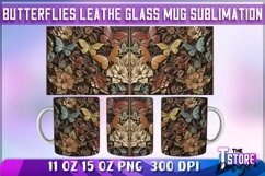 Butterflies Leather Glass Mug Sublimation | 11 oz 15 oz Product Image 1