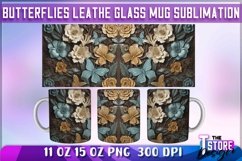 Butterflies Leather Glass Mug Sublimation | 11 oz 15 oz Product Image 7