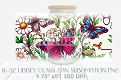 Butterflies glass can, retro floral libbey glass can Product Image 2