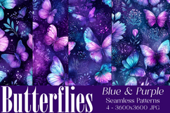 Butterfly Seamless Patterns, Blue Pink Purple Butterflies 13 Product Image 1