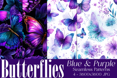Butterfly Seamless Patterns, Blue Pink Purple Butterflies 16 Product Image 1