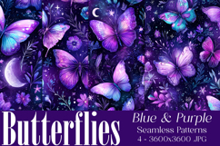 Butterfly Seamless Patterns, Blue Pink Purple Butterflies 18 Product Image 1