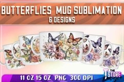 Butterflies Mug Sublimation|Summer Coffee 11 Oz|15 oz v.1 Product Image 1