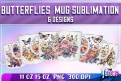 Butterflies Mug Sublimation|Summer Coffee 11 Oz|15 oz v.2 Product Image 1