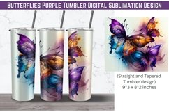 Butterflies Purple | Tumbler Wrap Designs | 20 Oz Tumbler Product Image 1