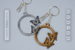 Butterflies Round Keychain Laser Cut SVG Product Image 2