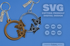 Butterflies Round Keychain Laser Cut SVG Product Image 1