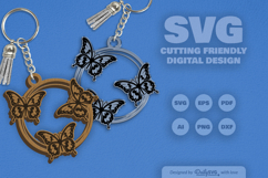 Butterflies Round Keychain Laser Cut SVG Product Image 2