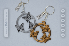Butterflies Round Keychain Laser Cut SVG Product Image 2