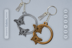 Butterflies Round Keychain Laser Cut SVG Product Image 2