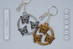 Butterflies Round Keychain Laser Cut SVG Product Image 2