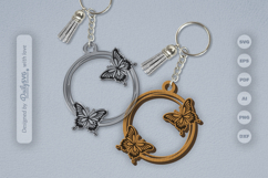 Butterflies Round Keychain Laser Cut SVG Product Image 2