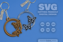 Butterflies Round Keychain Laser Cut SVG Product Image 2