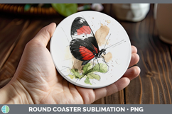 GorgeousButterflies Sketch Round Coaster design.