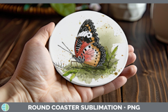 GorgeousButterflies Sketch Round Coaster design.