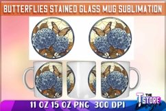 Butterflies Stained Glass Mug Sublimation | 11 oz 15 oz| PNG Product Image 1