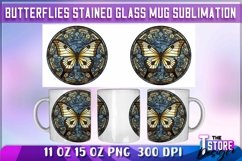Butterflies Stained Glass Mug Sublimation | 11 oz 15 oz| PNG Product Image 3