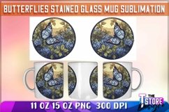 Butterflies Stained Glass Mug Sublimation | 11 oz 15 oz| PNG Product Image 1