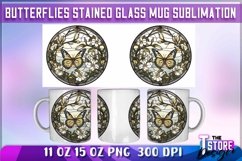 Butterflies Stained Glass Mug Sublimation | 11 oz 15 oz| PNG Product Image 1
