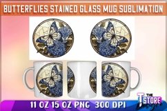 Butterflies Stained Glass Mug Sublimation | 11 oz 15 oz| PNG Product Image 1