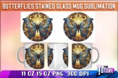 Butterflies Stained Glass Mug Sublimation | 11 oz 15 oz| PNG Product Image 1